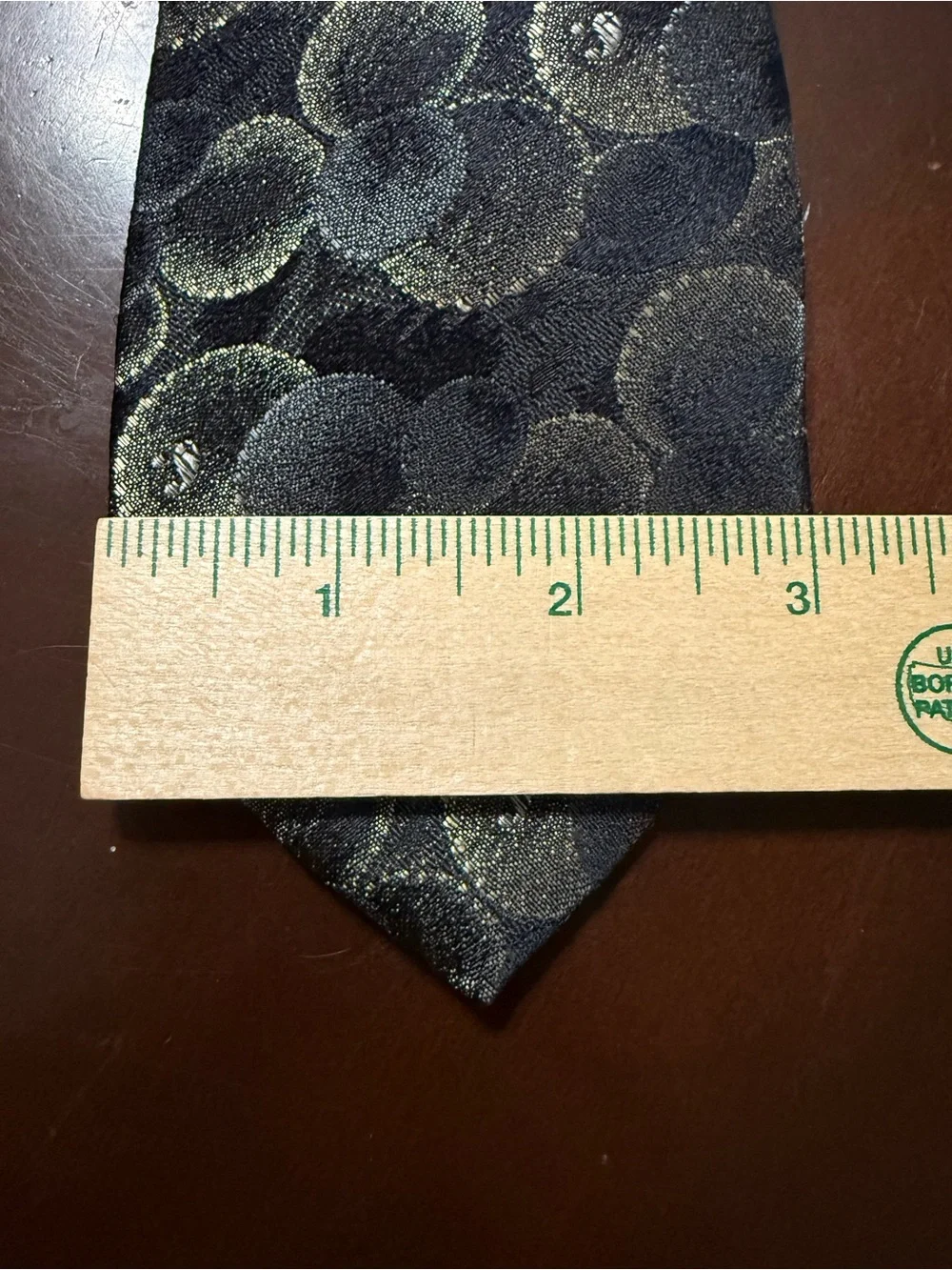 Classic Black Tie with Gold Circular Jacquard Pattern